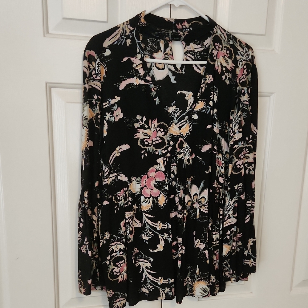 a.n.a Black Floral Women's Blouse